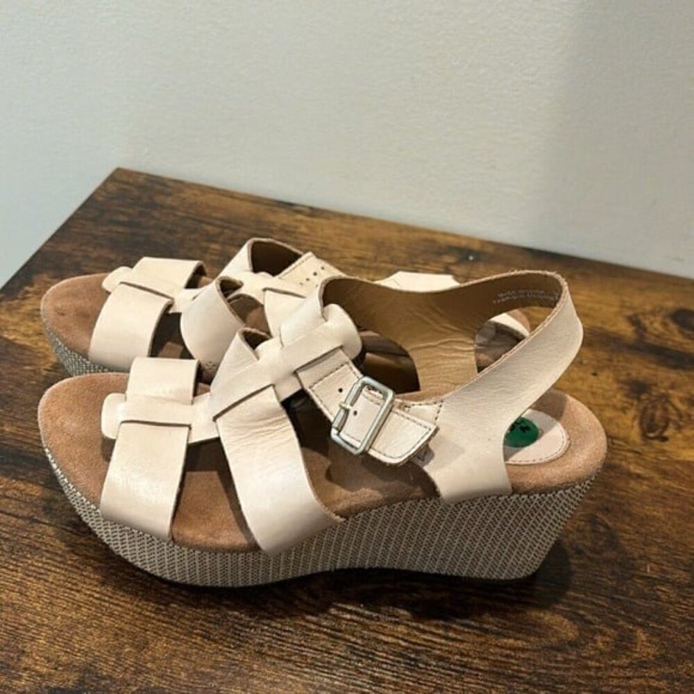 Clarks taupe wedge leather sandal size 7 - Picture 3 of 7